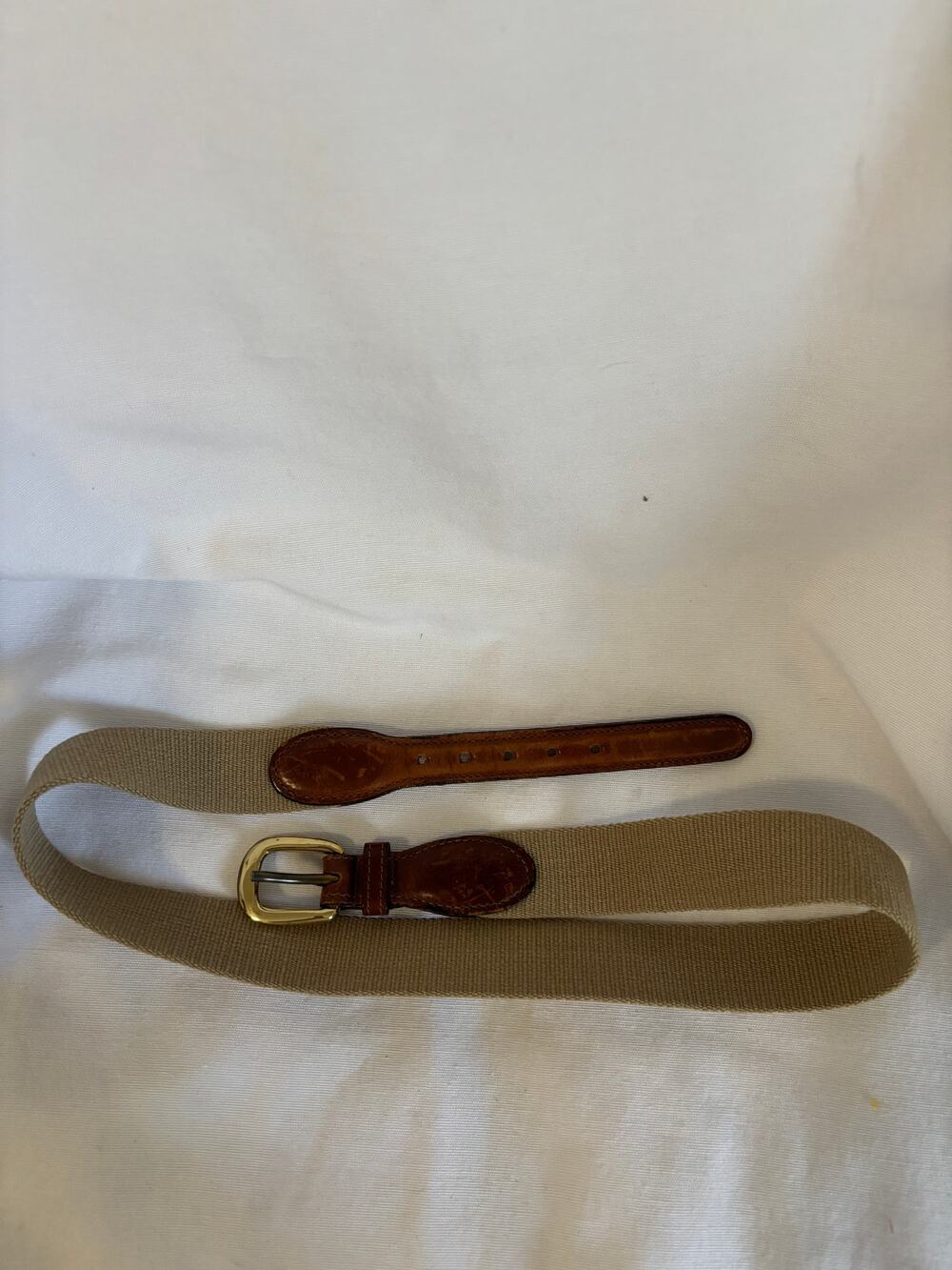 Vintage Torino Brown Belt Leather / Canvas Mens Size 32